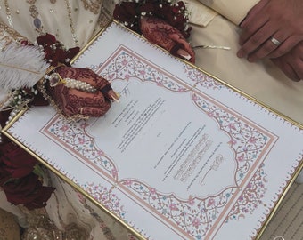A3 Luxury Nikkah Certificate | ILHAAM | Islamic Marriage Certificate, Wedding Vows Keepsake, Arabic Calligraphy | Nikkahnama | Nikkah