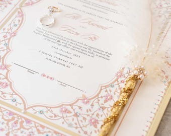 A3 Luxury Nikkah Certificate | ILHAAM | Islamic Marriage Certificate, Wedding Vows Keepsake, Arabic Calligraphy | Nikkahnama | Nikkah