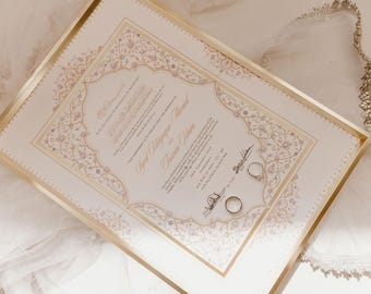 A3 Luxury Nikkah Certificate | ILHAAM | Islamic Marriage Certificate, Wedding Vows Keepsake, Arabic Calligraphy | Nikkahnama | Nikkah