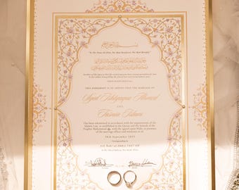 A3 Luxury Nikkah Certificate | ILHAAM | Islamic Marriage Certificate, Wedding Vows Keepsake, Arabic Calligraphy | Nikkahnama | Nikkah