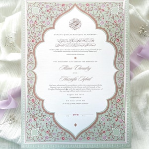A3 Luxus-Nikkah-Zertifikat- MEHRAAN | Nikkahnama | Nikkah Vertrag | Islamische Heiratsurkunde