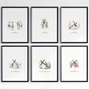 Complete Station Of the Cross, Christian Wall Art, Minimalist Bible Wall Art, Scripture Gallery Wall, house Decor, 14th Stations Plus 15th