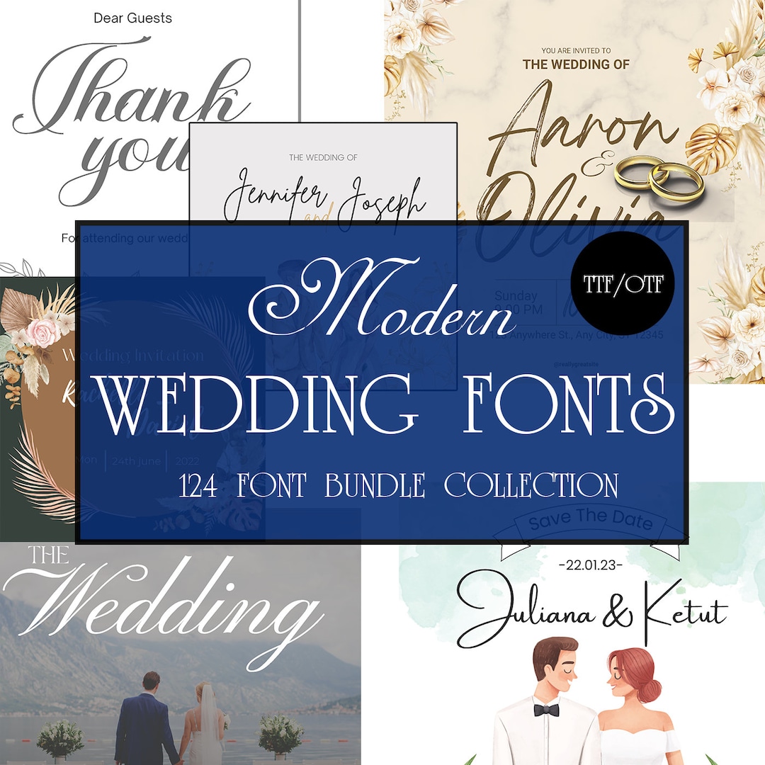 124 Wedding Font Font Bundle, Calligraphy Fonts, Cricut Fonts