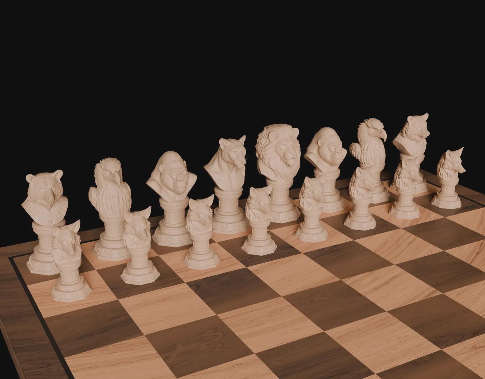 Wild Animal Chess Set: 3D Printed PLA Pieces, Nature Lover Gift - Etsy