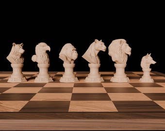 Wildtier Schach Set: 3D Gedruckte PLA Figuren, Geschenk für Naturliebhaber