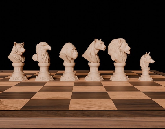 Wild Animal Chess Set: 3D Printed PLA Pieces, Nature Lover Gift - Etsy