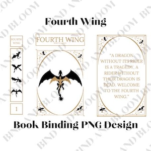 Fourth Wing Book Cover PNG | Custom Fantasy Hardcover Design for Cricut | DIY Bookbinding Vinyl Decal Project