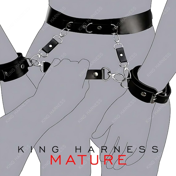 Cuffs For Slave, Belt With Cuffs, Bondage Restraints, Waist Corset Harness, Bdsm-Gear For Women, Submissive Set, Waist Restraints Strap,
