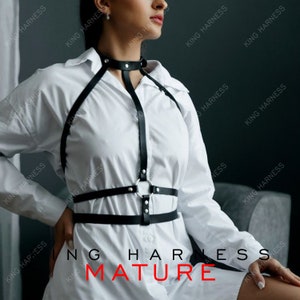 Leather Chest Harness Belt for Her, Stylish Harness Outfit, Unique Clothing Accent, Harness Chest For Women, Sensual Gift for Girlfriend