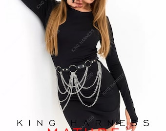 Chain Harness, Minimailst O Ring Waist Belt O Ring, Waist Chain Belt, Valent&#39;nes Gift, Personalized Body Chain Custom Jewelry for Women