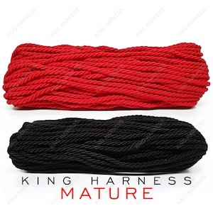 Silky Twisted Cord  Rope, Shibari Rope Dress,  Shibari Lingerie, Shibari Harness, Red Rope, Black Rope, Shibari CottonRope, 6mm Rope,