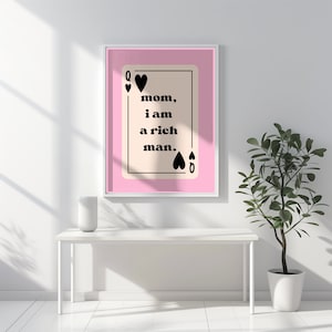 Mam, ik ben een rijke man Cher Quote Art Print | Galerijmuurkunst | Trendy esthetische print l modieuze print | Preppy poster | Kleurrijke woondecoratie