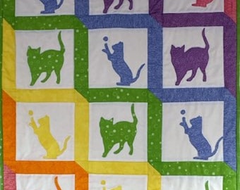 pattern Cats quilt 32×42 inch (80x100cm), english