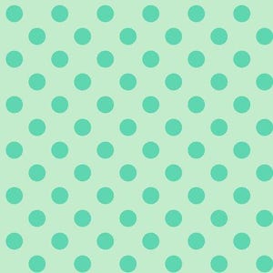 Può includere: Un motivo ripetuto di pois turchese su sfondo verde chiaro. I pois sono uniformemente distanziati, creando un design semplice. Questo motivo è adatto a vari progetti di artigianato e design. I pois misurano circa 2,5 cm di diametro.