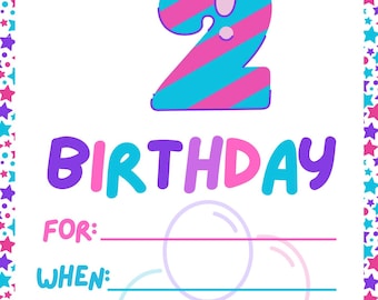Convites de 2º aniversário com tema de unicórnio - Download digital - Feito em Canva