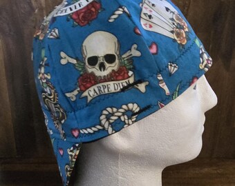 Blue Nautical Tattoo Welders Cap