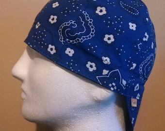 Royal Blue Bandana Welders Cap / Hardhat Liner