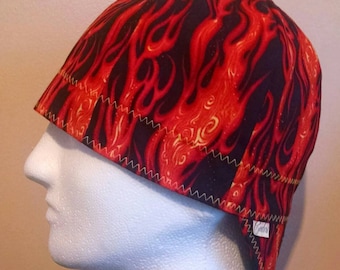 Orange Flames Custom Made Welding Cap