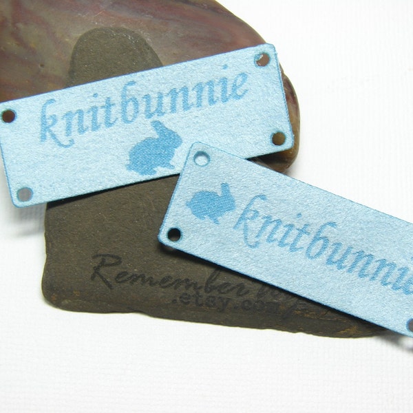 Knitting labels with holes for tying - new design
