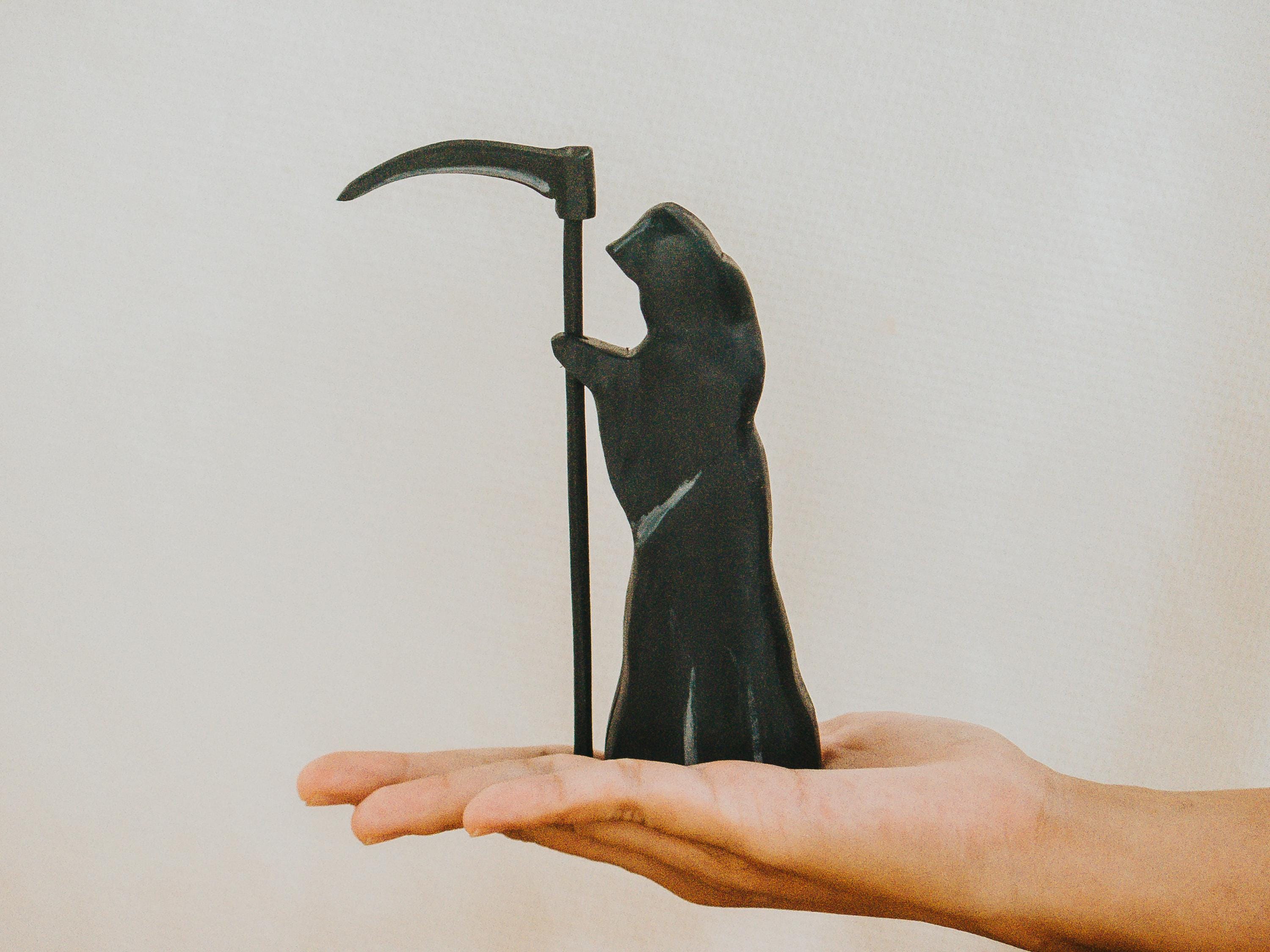 Grimreaper Portacandele In Poliresina, 25 Cm, Dipinto A Mano, Decorazione Gotica Per Halloween