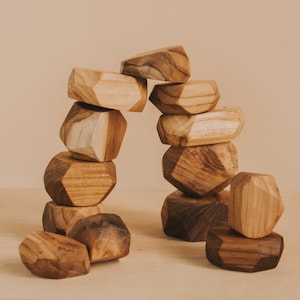Tumi-Ishi, Wooden Stacking Stones, Wooden Toys, Balancing Stones, Wooden Rock, Montessori Toy, Learning Toy, Child Development, Baby Gift