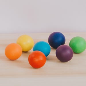 7 Colorful Wooden Balls, Wooden Rainbow Toy, Montessori Balls Set, Waldorf Toddler Toy, Educational Toy, Open-ended Toy, Creative Toy,