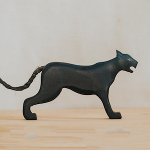 Wooden Black Panther Toy, Handmade Black Jaguars Figures , Wooden Safari Animals, Pretend To Play Toys, Waldorf Inspired, Adorable Gift