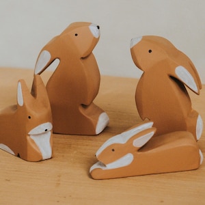 Wooden rabbit, Wooden bunny, Wooden animals, Waldorf toys, Eco-Friendly Animal Toys, Gift for baby, Christmas gift, Easter décor.