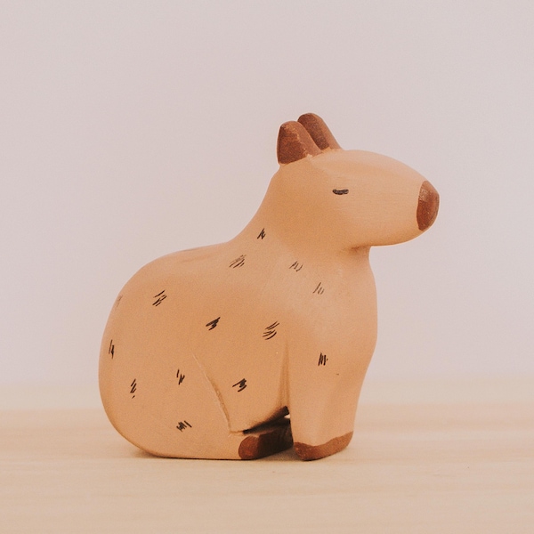 Juguete de madera de carpincho hecho a mano - Juguete Waldorf y Montessori, figura de carpincho, decoración ecológica, regalo único para niños