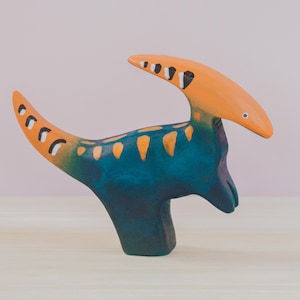 Wooden Parasaurolophus, Montessori Prehistoric Animals, Parasaurolophus Dinosaur, Handmade Toy, Jurassic Park animals, Waldorf toy, Dino toy