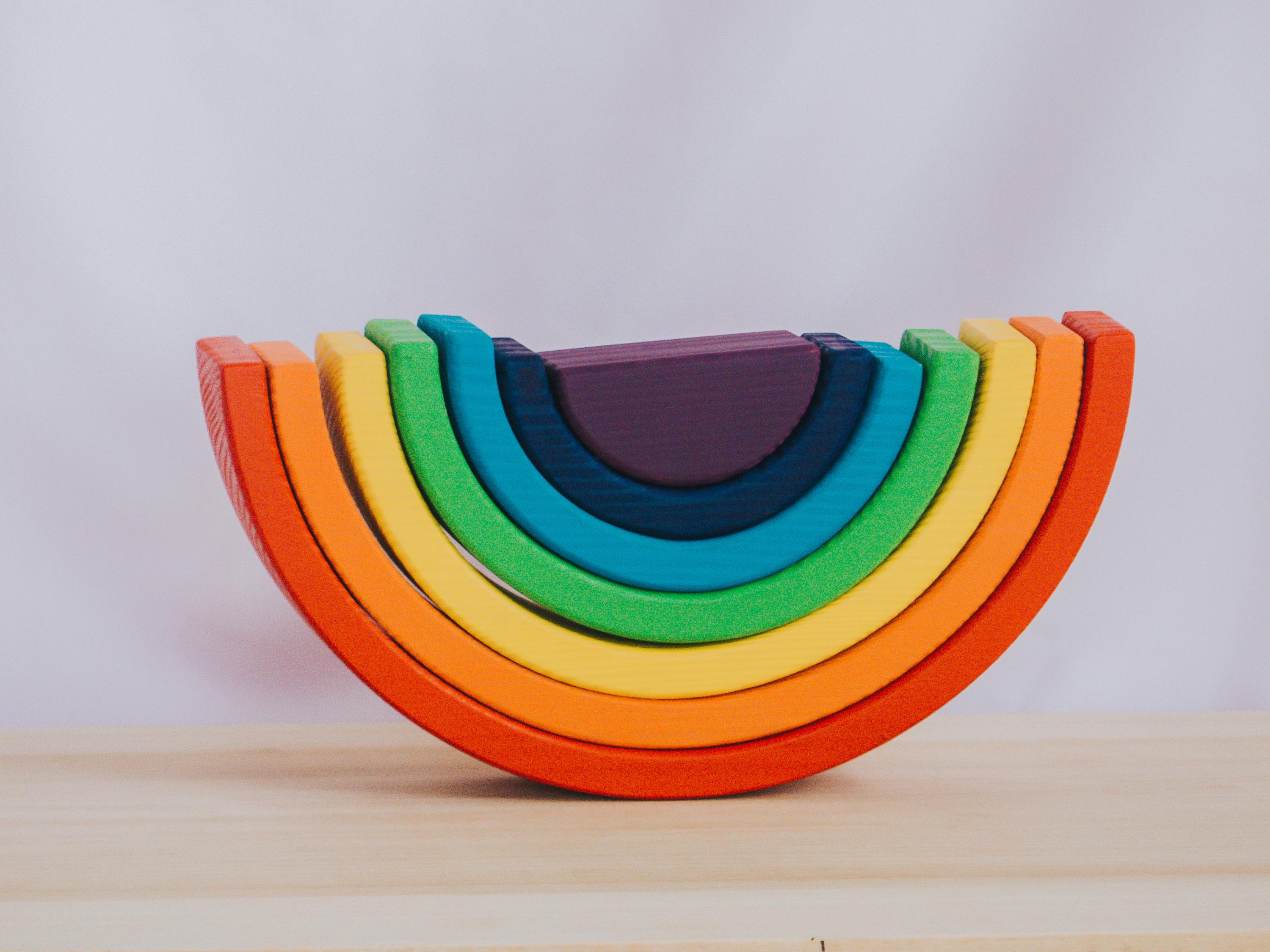 Wooden Rainbow and Sun Stacker, Montessori Puzzle Toy, Waldorf Toddler ...