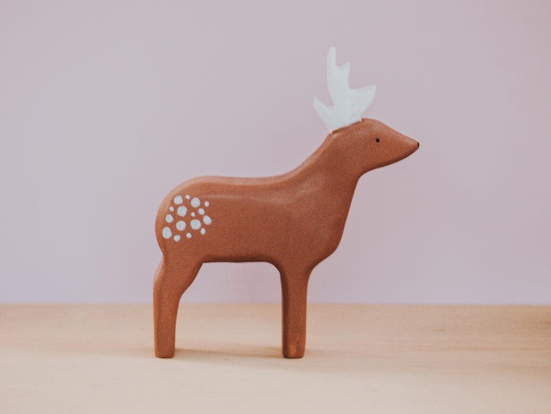 Wooden deer family, Wooden Stag Doe Fawn, Handmade Deer, Montessori toy, Wild animal, Waldorf Deer, Woodland Animal Toys, Christmas Gift