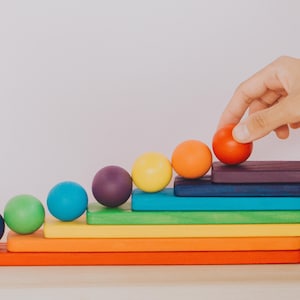 7 Colorful Wooden Balls, Wooden Rainbow Toy, Montessori Balls Set, Waldorf Toddler Toy, Educational Toy, Open-ended Toy, Creative Toy,