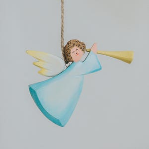 Hand-Painted Wooden Angel, Christmas Decoration, Christmas Angel Ornament, Wooden Tree Decoration, Christmas tree decoration, Xmas Decor
