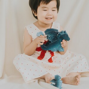 Wooden Water Dragon Toy, Hand-Painted Blue Dragon, Fantasy Mythical Creature, Waldorf Pretend Play, Unique Gift