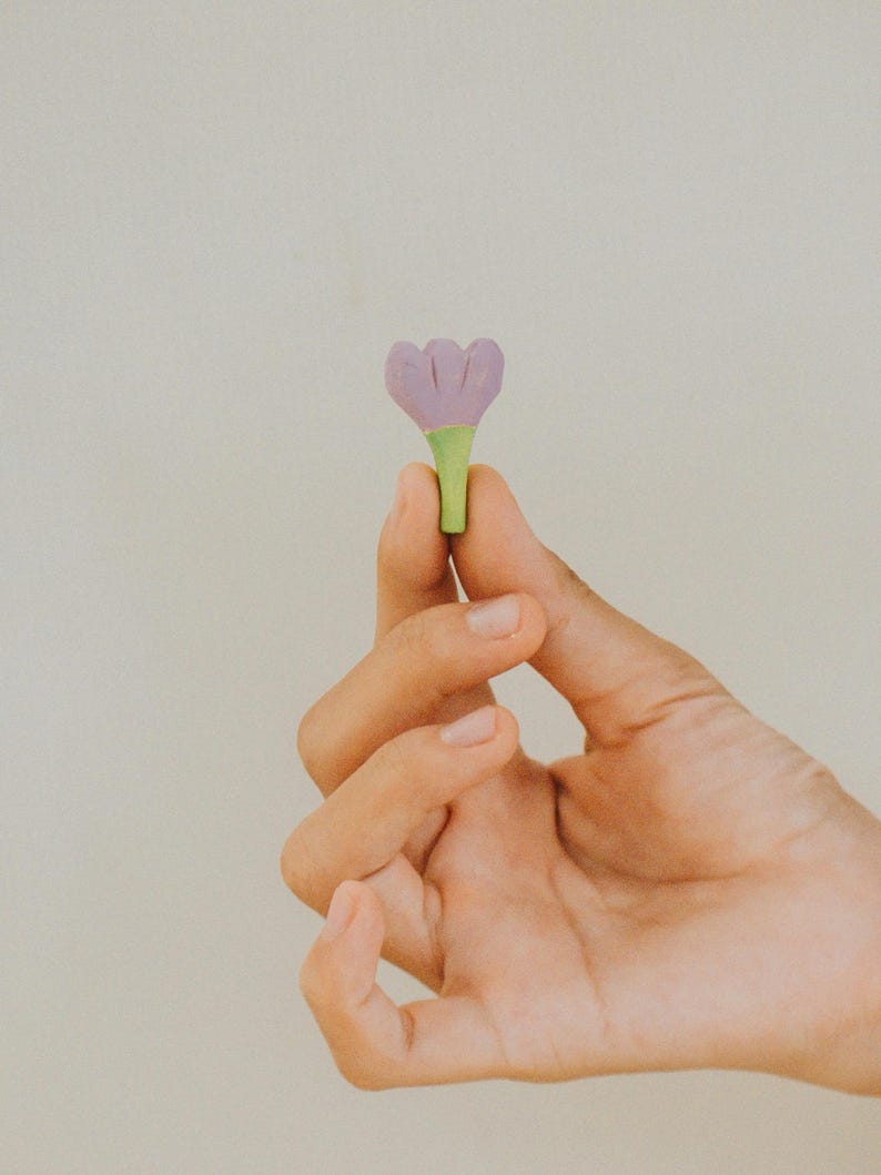 Wooden Flowers, Waldorf Toys, Hand-painted Flower, Adorable Gift, Decorative Flowers, Wood Toy flower, Wooden flower garden, Gardening Toys