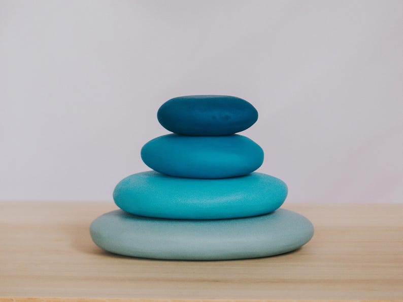 Stacking pebble set, Waldorf toys, Open Ended Play, Wooden Stone, Stacking rock, Balancing Stone, Montessori Play, Wooden Block Building Set