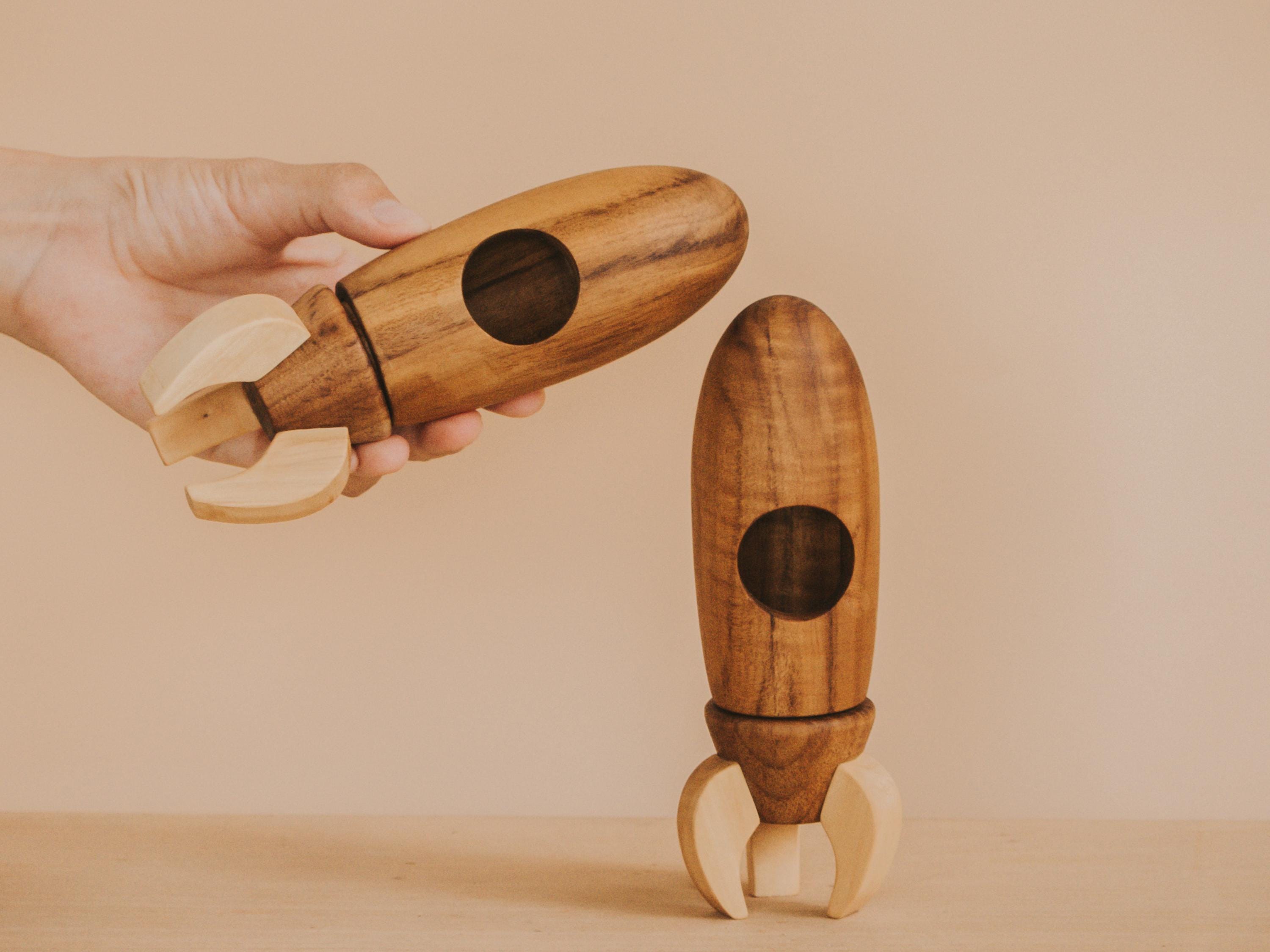 Teak Wooden Rocket Ship, Space Toy, Toy Rocket, Waldorf Toy, Solar ...