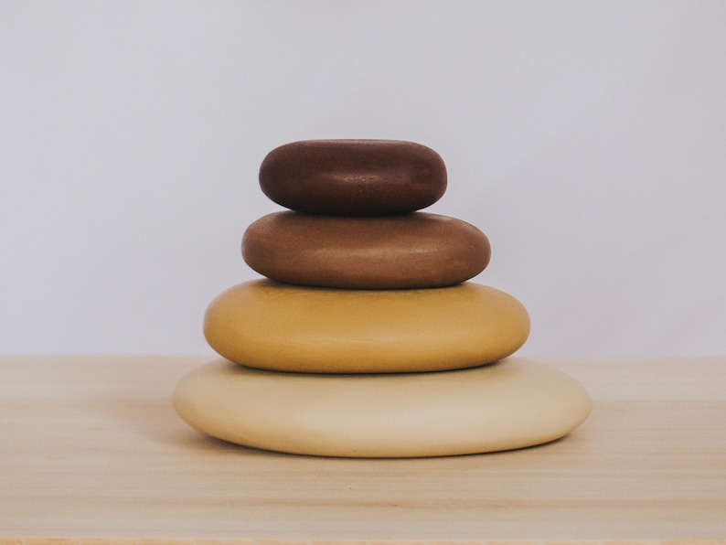 Stacking pebble set, Waldorf toys, Open Ended Play, Wooden Stone, Stacking rock, Balancing Stone, Montessori Play, Wooden Block Building Set