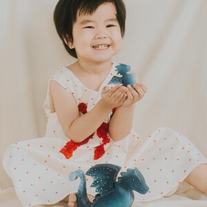 Wooden Water Dragon Toy, Hand-Painted Blue Dragon, Fantasy Mythical Creature, Waldorf Pretend Play, Unique Gift
