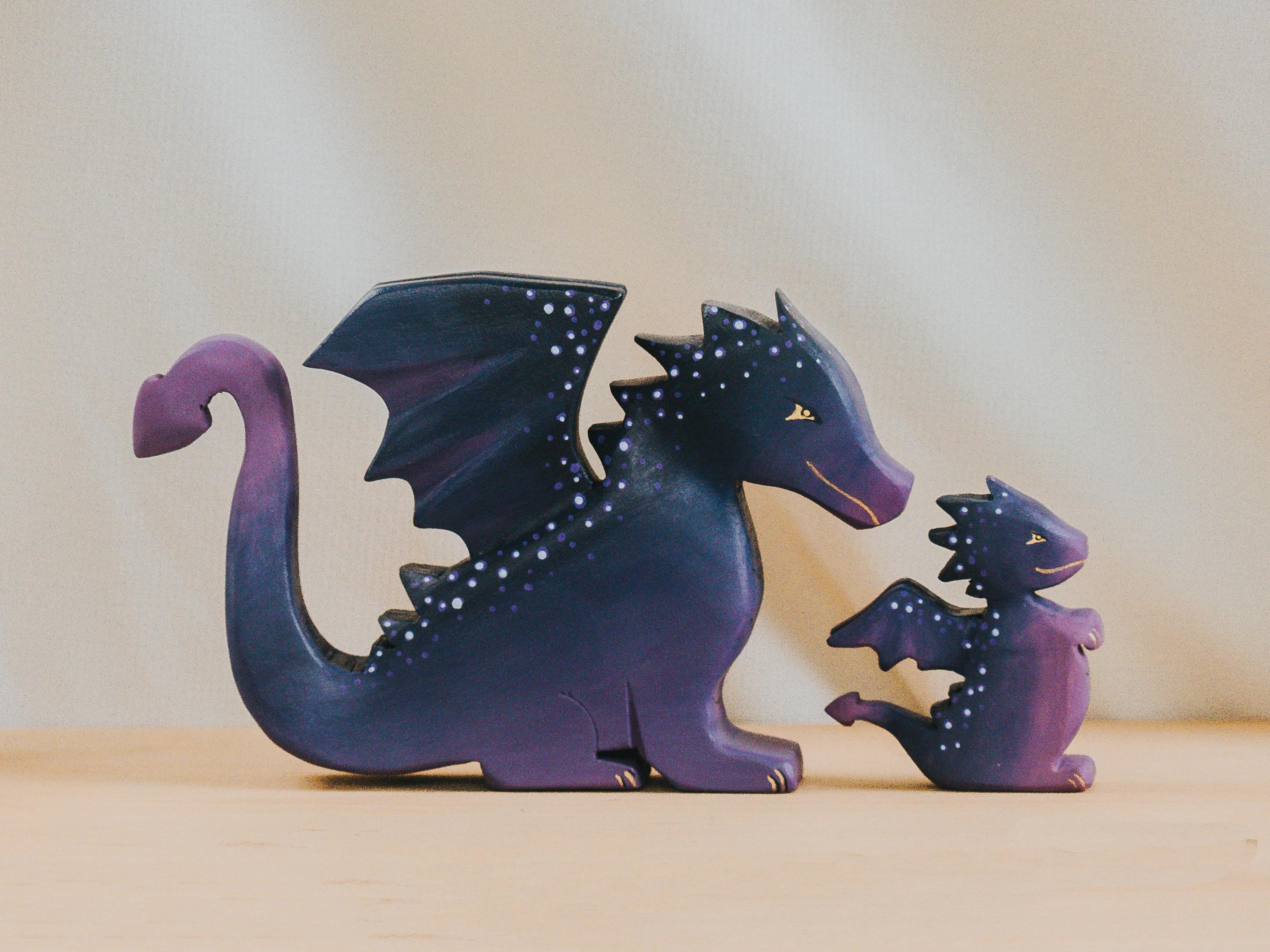Purple Fantasy Dragon Toy, Hand Painted Mythical Creature, Magical Gift ...