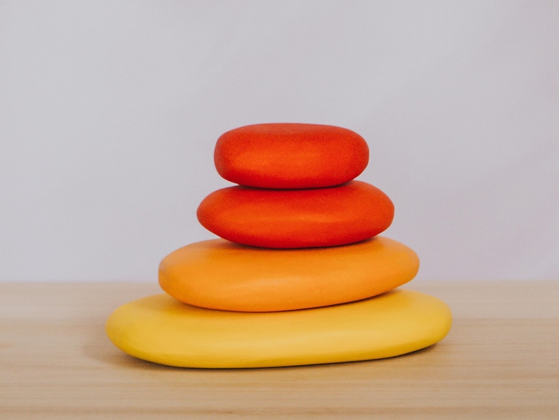 Stacking pebble set, Waldorf toys, Open Ended Play, Wooden Stone, Stacking rock, Balancing Stone, Montessori Play, Wooden Block Building Set