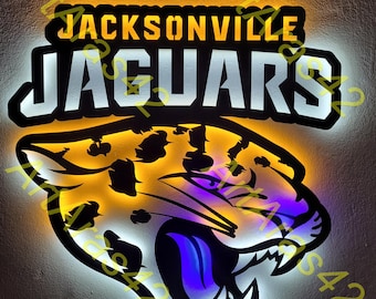 Jacksonville Jaguars, metal sign Jaguars, Jacksonville Led DEcor, steel jaguars, jaguars wallart, metal led wallart