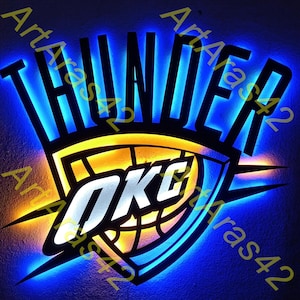 Oklahoma City Thunder, Oklahoma, City Thunder, thunder Led Decor, OKC sign, steel OKC, city wallart, metal oklahoma, led wallart