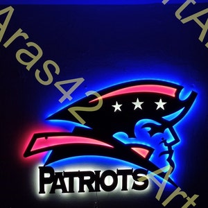 Patriots, New England Patriot, Patriot metal led sign, steel patriots, New England Patriots led sign wall art, metal wall decor