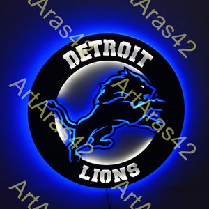 Detroit Lions sign, Lions Led, Detroit Led sign, Lions steel Decor, football team, Detroit Lions, metal lions, steel decor, home decor