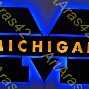 michigan, michigan metal sign, steel wallart, michigan wall decor, steel wallart, blue decor, metal sign