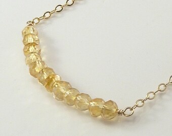 Citrine Necklace November Birthstone Gemstone Bar Necklace