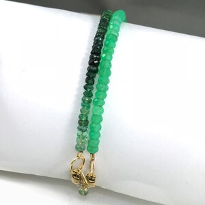 Chrysoprase Bracelet Natural Genuine Green Gemstone Gold Layering Bracelet image 5