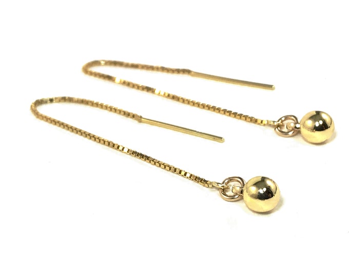 Gold Ball Threader Earrings or Hoop Earrings or Set 14K Gold Etsy